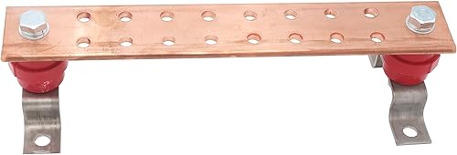 Miniatura 2 de LBY . Kit de barra de tierra de cobre montada en la pared de 24 x 1.97 x 11.8 pulgadas, con 16 posiciones terminales, kit de barra de conexión a