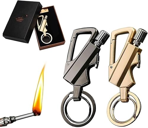 Miniatura 9 de Paquete de 2 encendedores permanentes con llavero multiherramienta, abrebotellas, reutilizable, impermeable, para supervivencia al aire libre