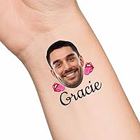 Vista 22 de Tatuajes temporales de corazón personalizados con texto y nombre, tatuaje temporal personalizado con cara para adultos, parejas, mujeres, hombres