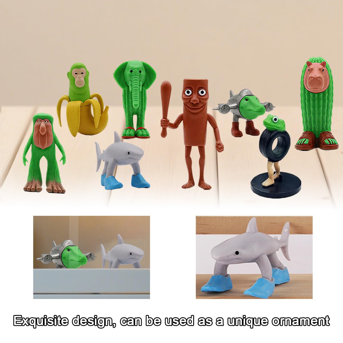 Axinyijia – Lot De 8 Figurines Brainrot Italiennes – Tung Tung Tung Sahur – Tralalero Tralala – ABS – Déco Et Collection