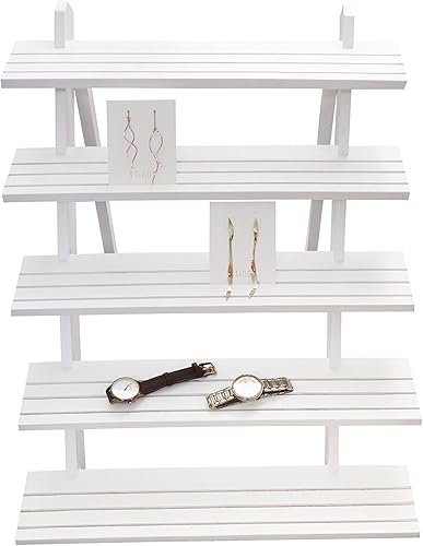 Miniatura 3 de NAJMECHOY Exhibición al por menor Pendiente y anillo Soporte de madera blanca Estante de almacenamiento