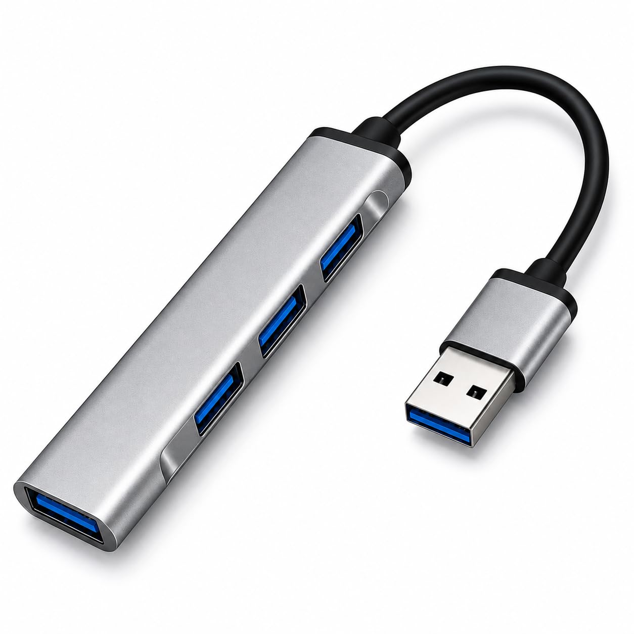 Adaptador HUB USB 3.0 4 em 1 com 4 Portas USB Alta Velocidade 5Gbps Acabamento Alumínio