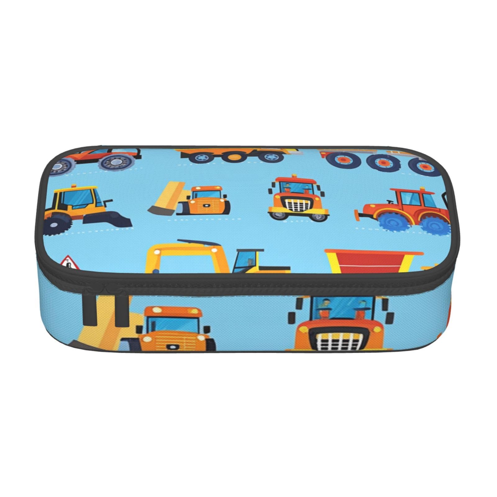 Mexpekil Cartoon Construction Vehicles Tractors Bulldozers (2) Pencil Case for Girls Boys Pencil Bag Stationery Organiser with Compartments School Supply Bag for Students Office