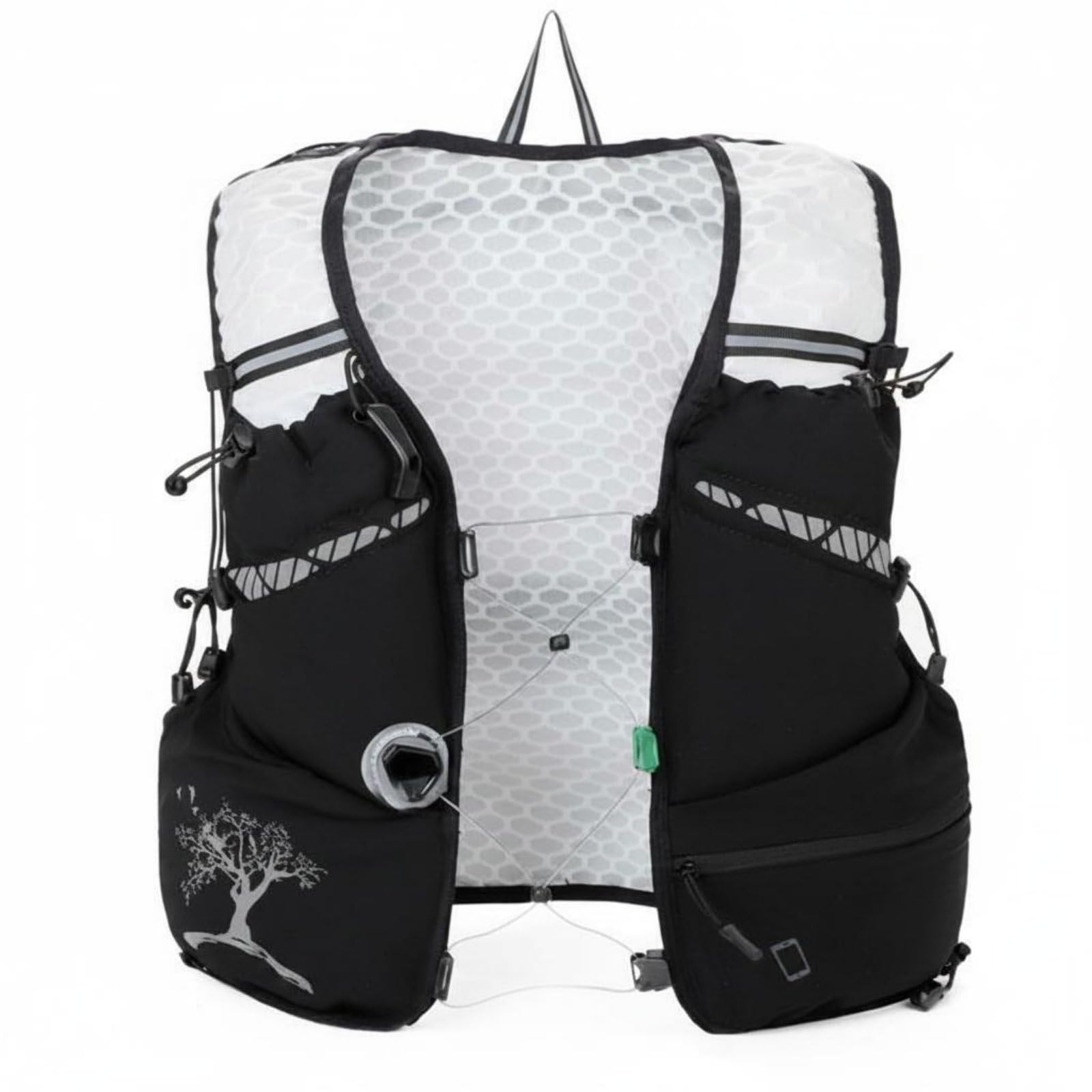Gilet da Idratazione Outdoor Vestito Sportivo Zaino Portaoggetti Tasca Multitasche Regolabile Traspirante Riflettente per Escursioni Corsa Adatto a Utilizzo Allenamenti Lunghi , Nero , M 78-90