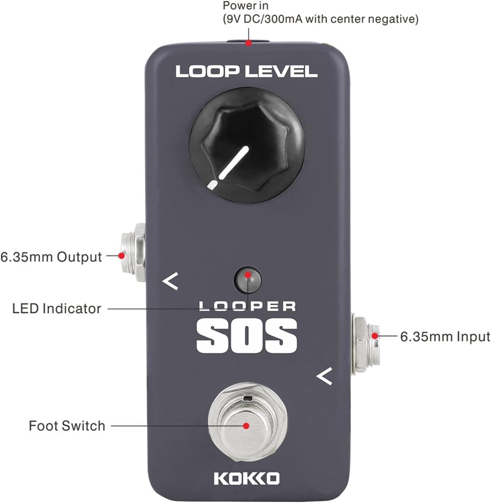 Guitar Loop Pedal Looper Effects 5 Minutes Looping Time Loop station,Exclude Power Adapter - KOKKO(FLP2) : Musical Instruments
