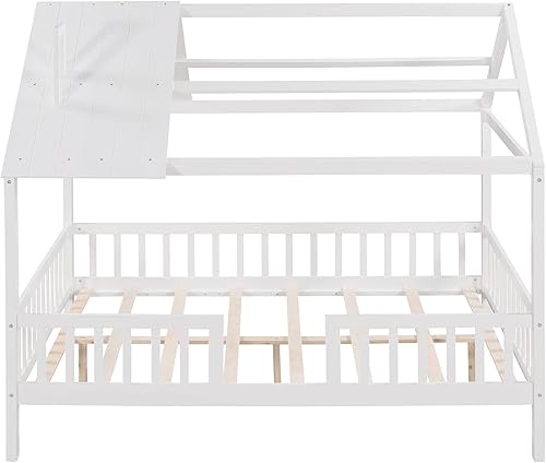 Miniatura 116 de MERITLINE Camas matrimoniales con nido para niños, marco de cama de madera para niñas y niños, cama matrimonial con techo, no necesita somier Azul +