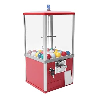 Vending Machine 25 Cents Coin Commercial Gumball Machine Candy Machine Capsule Toy Vending Machine Dispenser Prize Machine for Game Retail Stores, 11.42x10.24x20.87 Inch Red