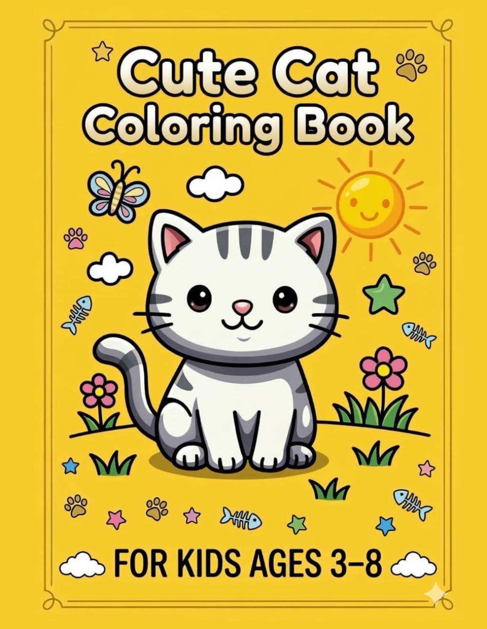 Cat Coloring Book for Kids Ages 3-8: 30 Cute and Easy Cat Coloring Pages for Fun and Relaxation