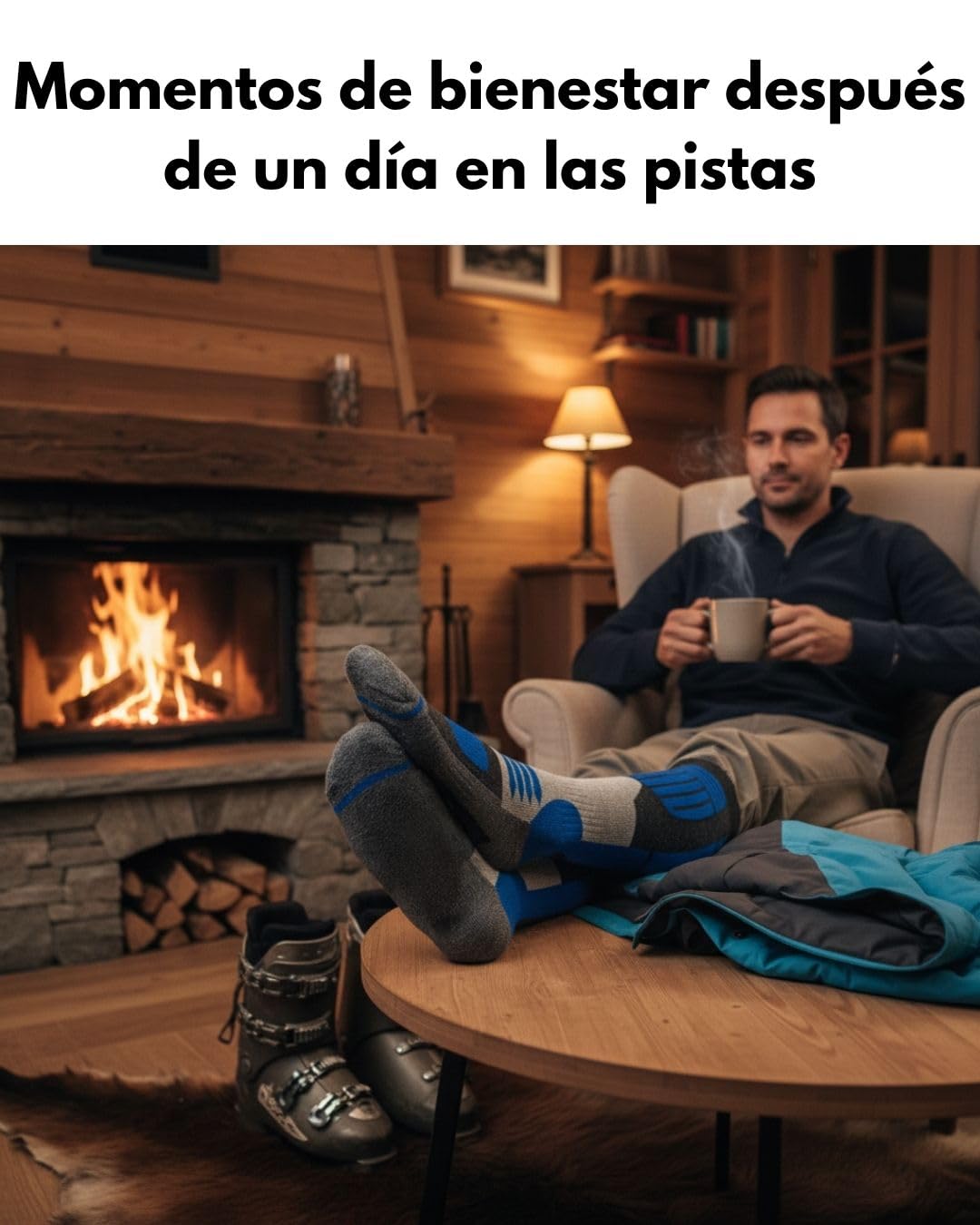sockenkauf24 2 Pares Calcetines Esquí para Hombre Lana Merino