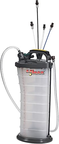 LUMAX LX-1314 OroPlata ManualNeumático 2 en 1 Extractor de Fluidos (2.6G 10L Capacidad). Adecuado para Líquido de Frenos, Aceite de Motor, Aceite de