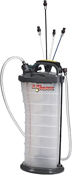 LUMAX LX-1314 Gold/Silver Manual/Pneumatic 2-in-1 Fluid Extractor 2.6G 10L Capacity. Suitable for Brake Fluid, Engine Oil, Gear Oil, Transmission Fluid, Water, etc.