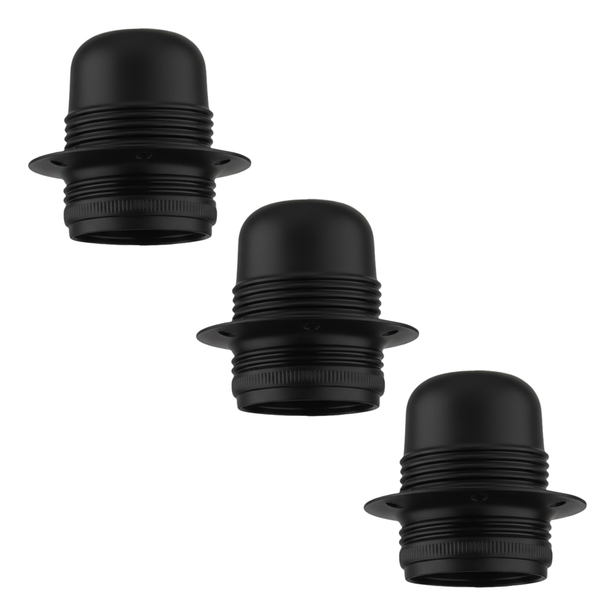 3 Pcs Lamp Holder Black Metal E27 Threaded Light Socket with Lamp Shade Ring for Table and Floor Lamps Medium Base Screw Fitting Ideal for Light Bulb Holder