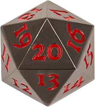 Extra Large Solid Metal D20 Spindown/Countdown Dice Black Life Counter for MTG Magic Commander EDH Extra Heavy