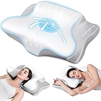 Vista 1 de Almohada cervical para el cuello para aliviar el dolor, almohada de espuma viscoelástica de contorno con soporte ergonómico para el cuello, almohada