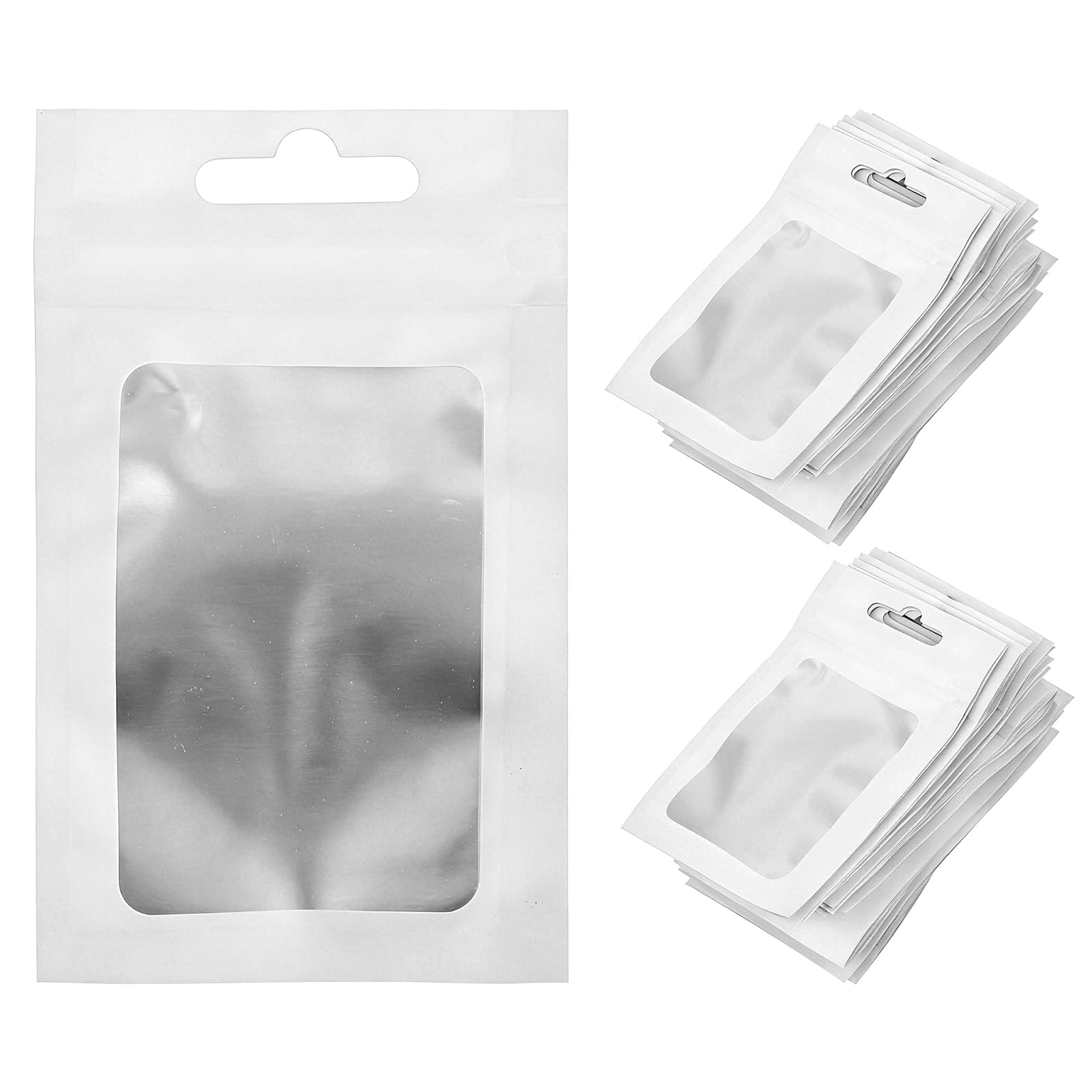 Fachoi White Mylar Bags, 7X10 Cm Small Ziplock Foil Sealed Holographic Bag, Smell Proof Sweet Pouches, Resealable Sample Storage Grip Seal For Food Jewelry Sample F6-Lszfd