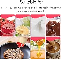 Vista 9 de FILFEEL Botella exprimible, 4 agujeros tipo exprimible salsa botella resina para salsa de tomate mermelada mayonesa aceite de oliva amarillo/rojo