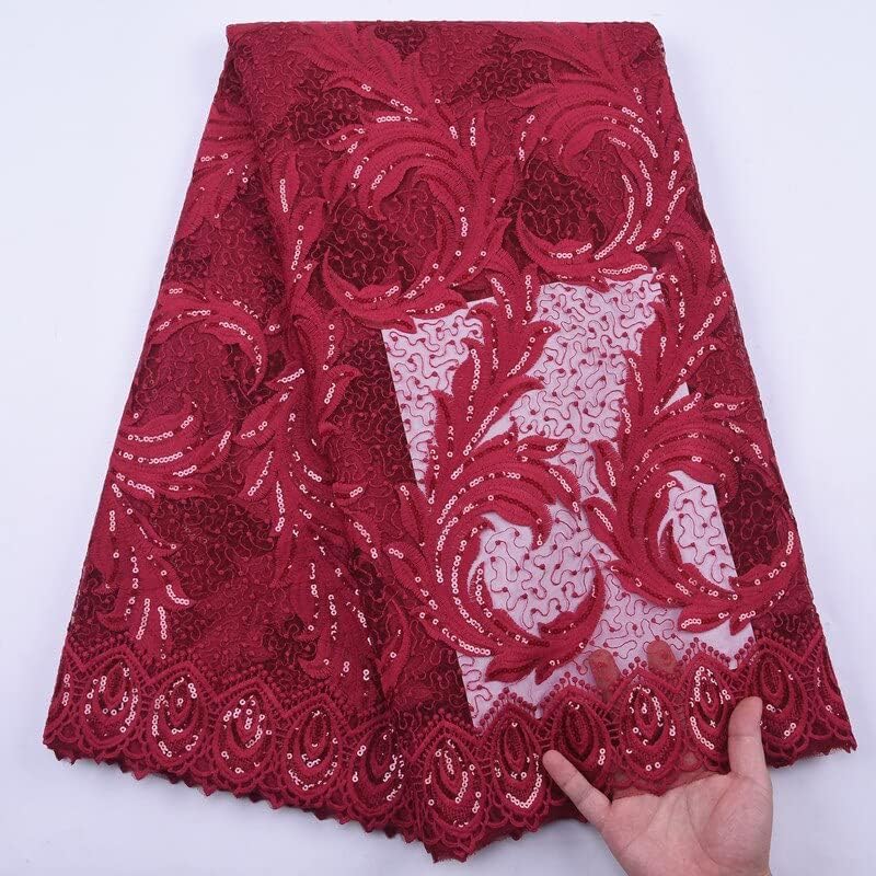 Miniatura 6 de SELCRAFT1 - Cordón de tela de encaje africano de seda de leche con lentejuelas, malla francesa, malla de encaje de Dubái, diseño de tul africano,