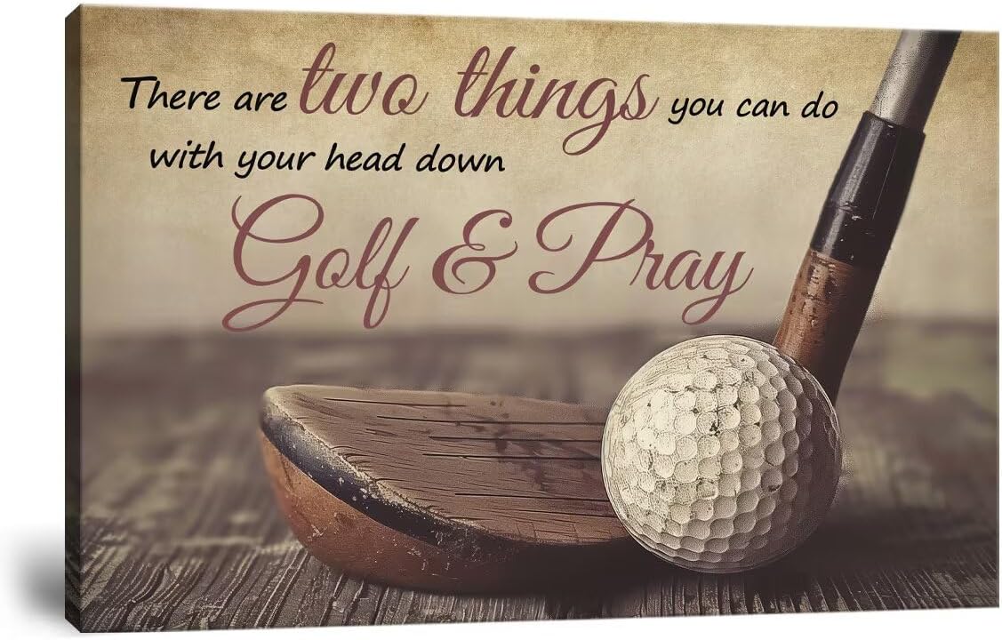 Golf Wall Art Golf Pictures Wall Decor Motivational Quotes Canvas Print Golf Sports Painting Artwork for Living Room Office Club Home Decorations Framed Ready to Hang (24 x 36 inch)