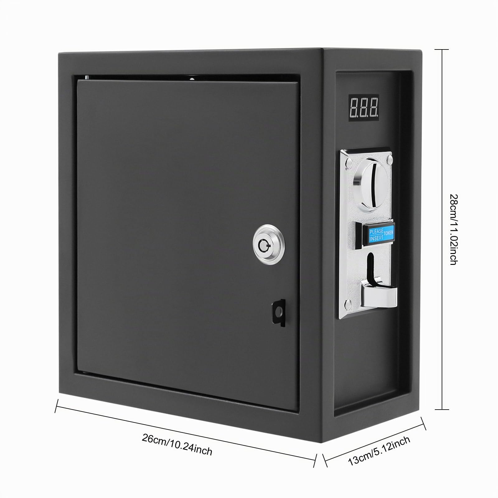 Münzautomat Zeitschaltuhr 220 V 1250 W, Timer Steuerbox mit LED Anzeige für Waschmaschine Massagesessel, Münzgerät 30 A für Spielautomaten, Metall Münzbox mit Zeitakkumulation