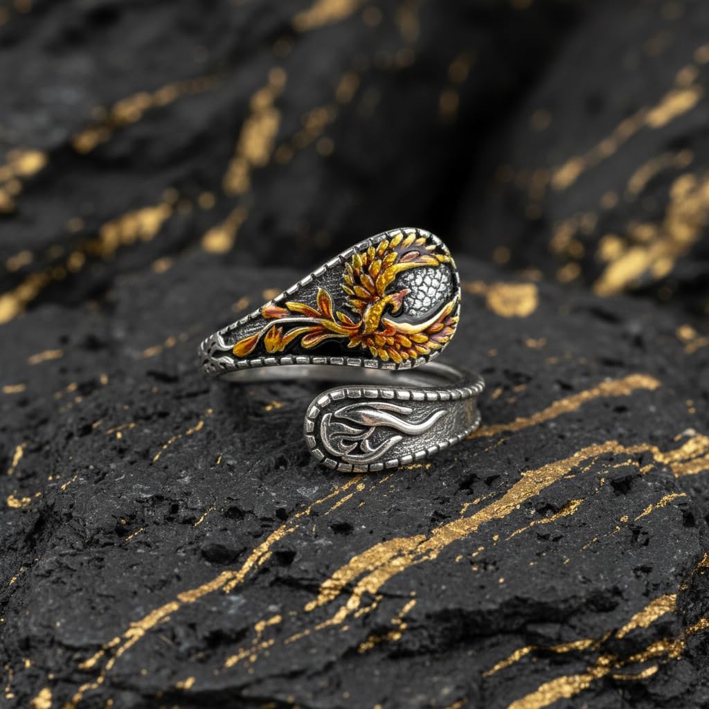 Phoenix Spoon Ring Sterling Silver Rise from the Ashes Phoenix Jewelry Gift for Women