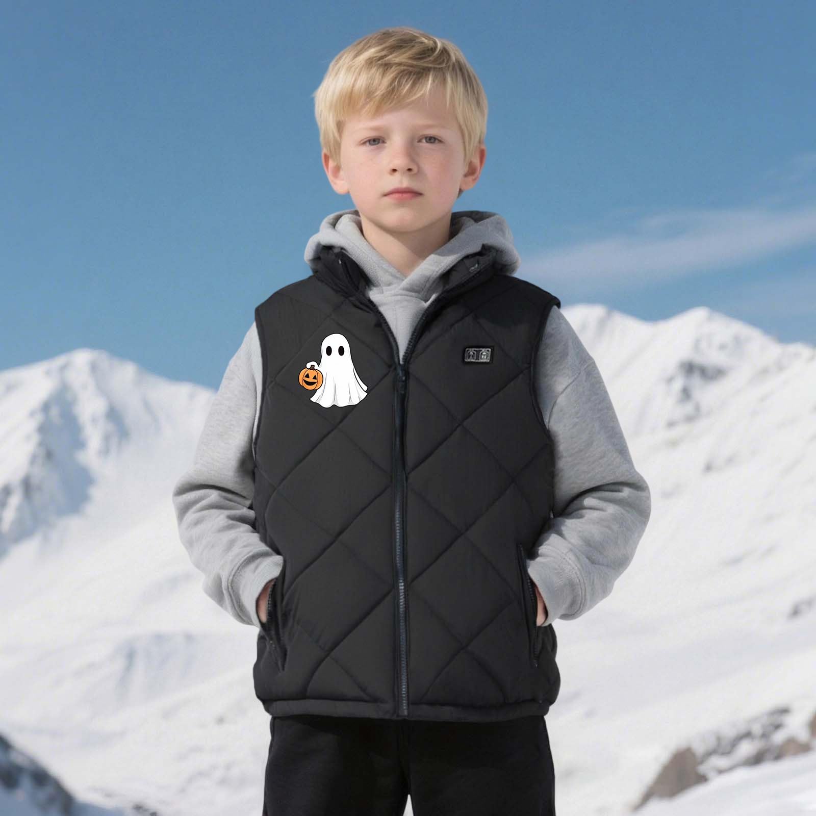 Gilet Riscaldata Invernale Bambini Senza Maniche Cappotto con 13 Zone Riscaldanti Giacca Elettrico USB Abbigliamento Riscaldante Intelligente Gilet per Ragazzi Ragazze Giubbotto Caldo Giacche