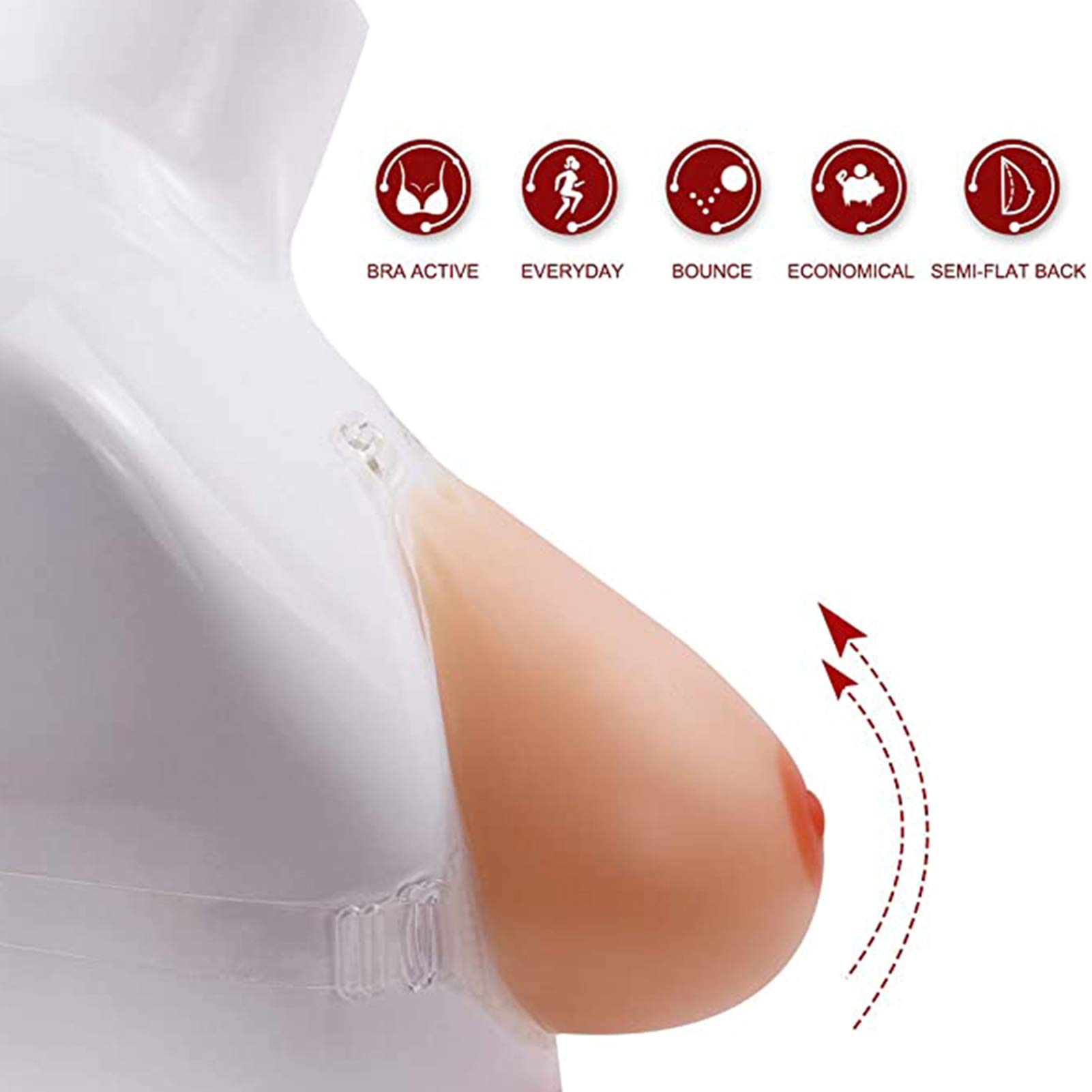 Formas de Senos de Silicona Pechos Falsos Pechos Falsos con Correas Ajustables para Travesti Mastectomía Transgénero Cosplay Shemale (Cup A 500g / Pair)
