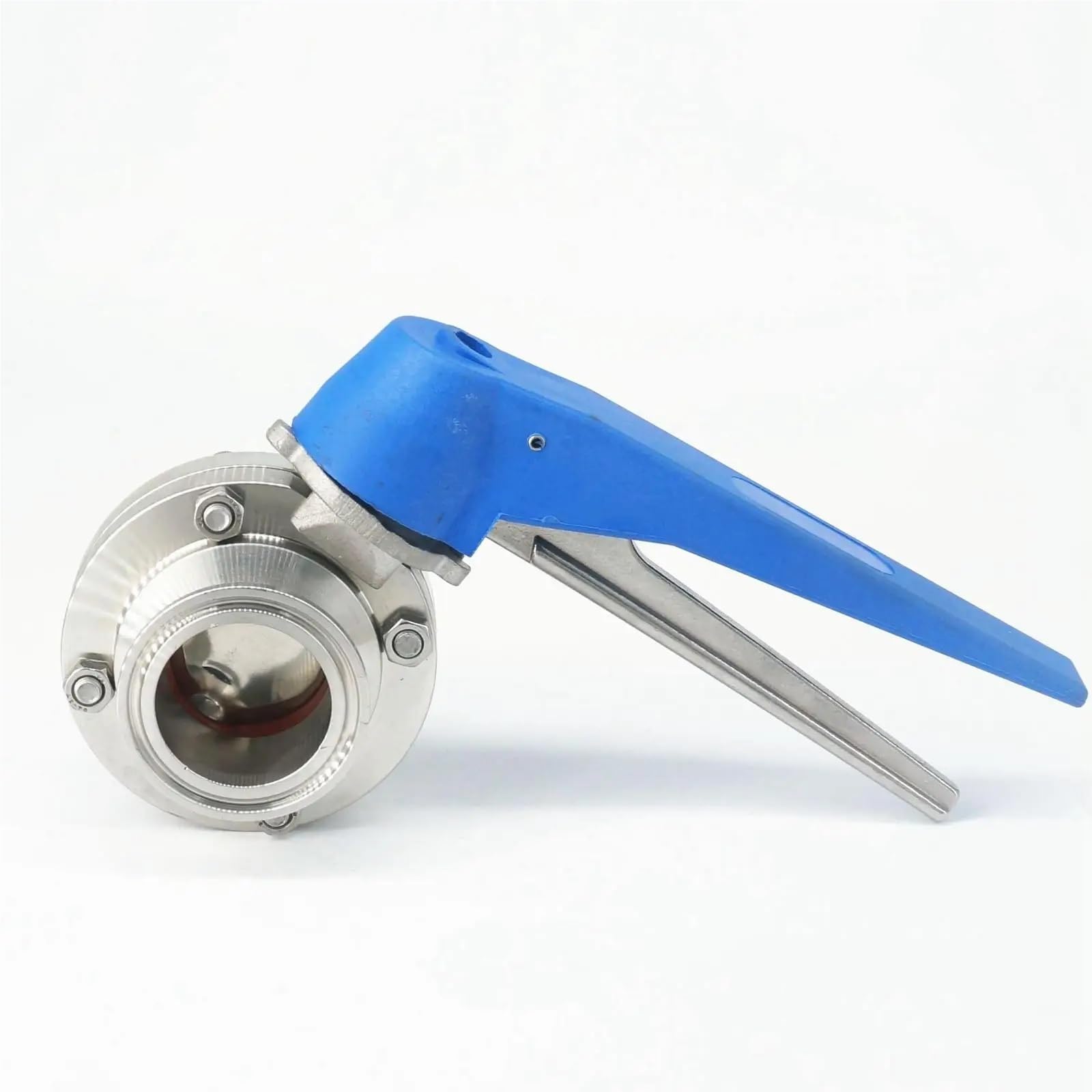 Válvula de mariposa sanitaria de triple abrazadera de 1-1/2" y 38 mm SS304, de acero inoxidable, con gatillo de presión de 1,5"