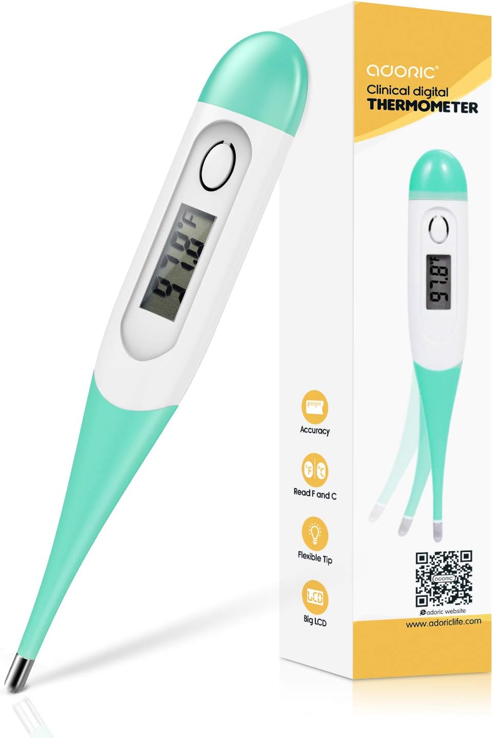 Thermometer, Thermometer for Fever Kids, Baby, Adults Thermometer Oral and Armpit Thermometer with Flexible Tips - Quick and Easy Use