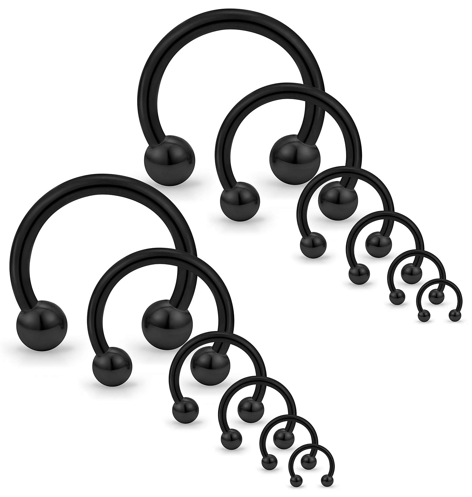 Cisyozi20G 16G 14G 12G 8G 6G Septum Stretching kit Ear Gauges Tunnels Plugs Earrings Stretcher Surgical Steel Horseshoes Septum Nose Eyebrow Lip Rings Tragus Helix Cartilage Earring Piercing Jewelry