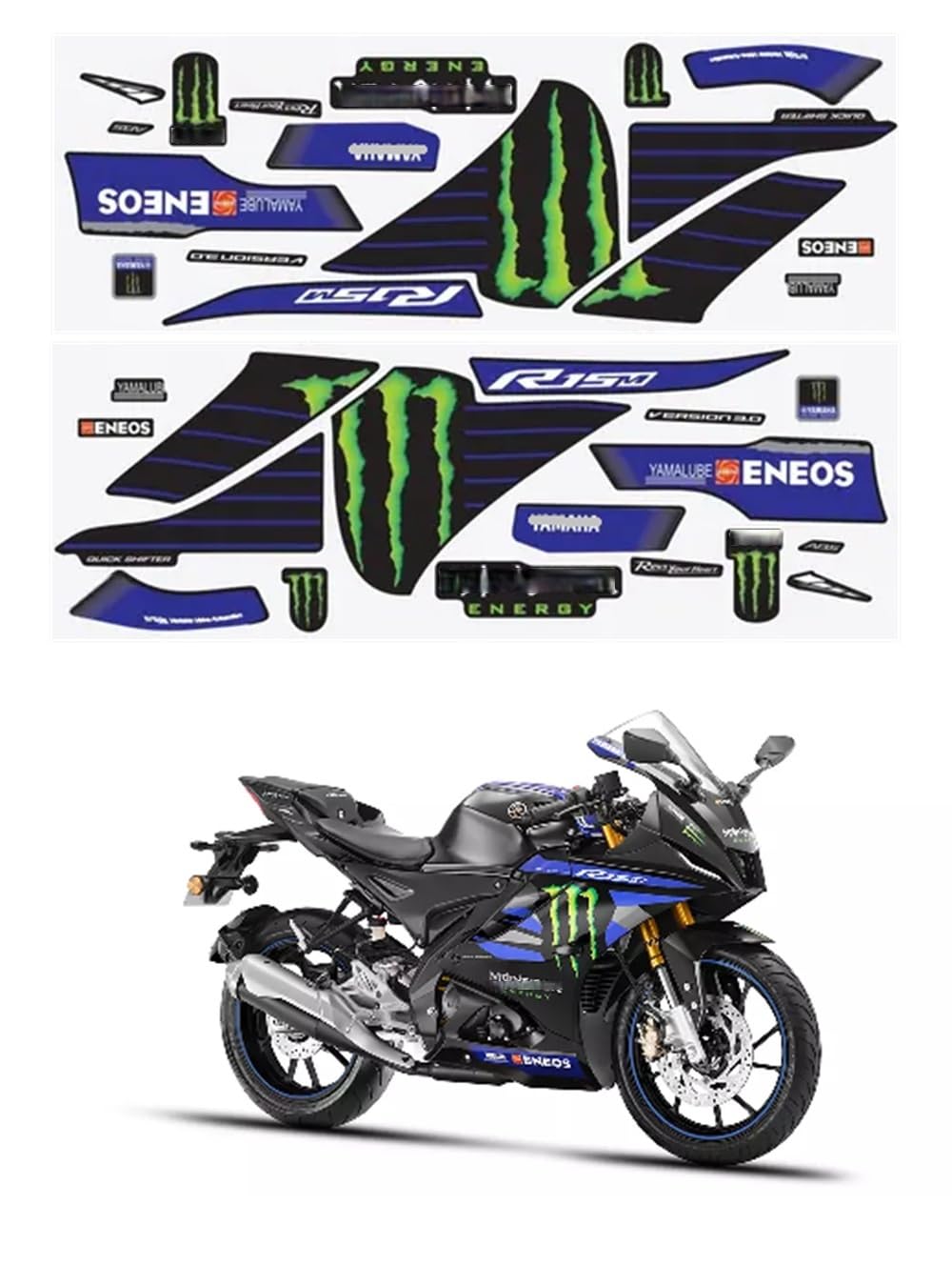 PHITO Bike Fancy Stickers and Decal Stylish, Waterproof, Easy-to-Apply Vinyl Graphics Full Body Kit Compatible with R15-V4M Green-image-23