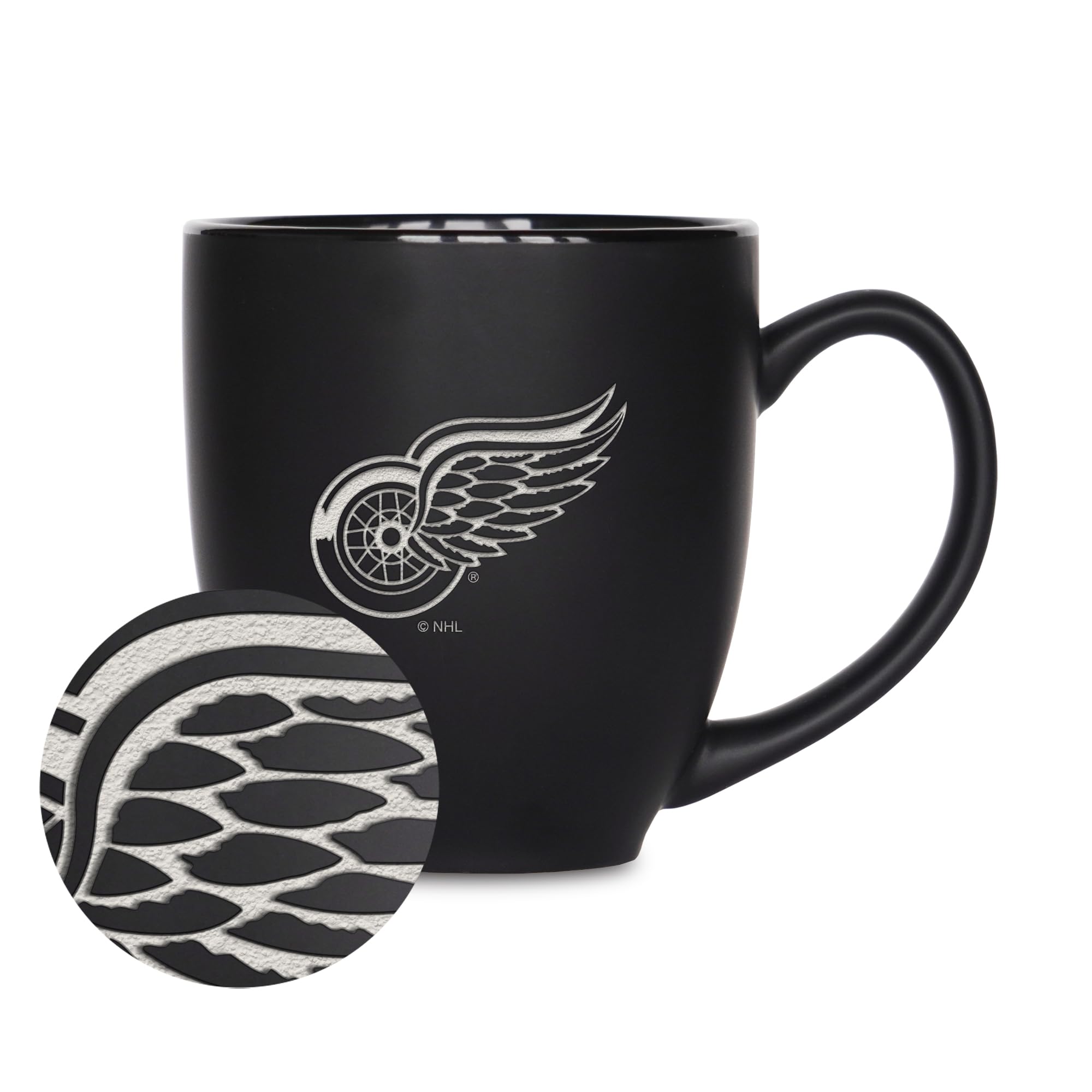 Rico Industries NHL Hockey 15oz Matte Black Ceramic Bistro Mug