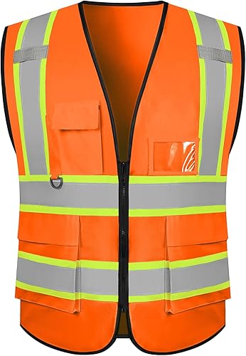 BeautyWill Chaleco de seguridad personalizado con logotipo Clase 2 Chaleco reflectante de alta visibilidad Chaleco de trabajo protector para