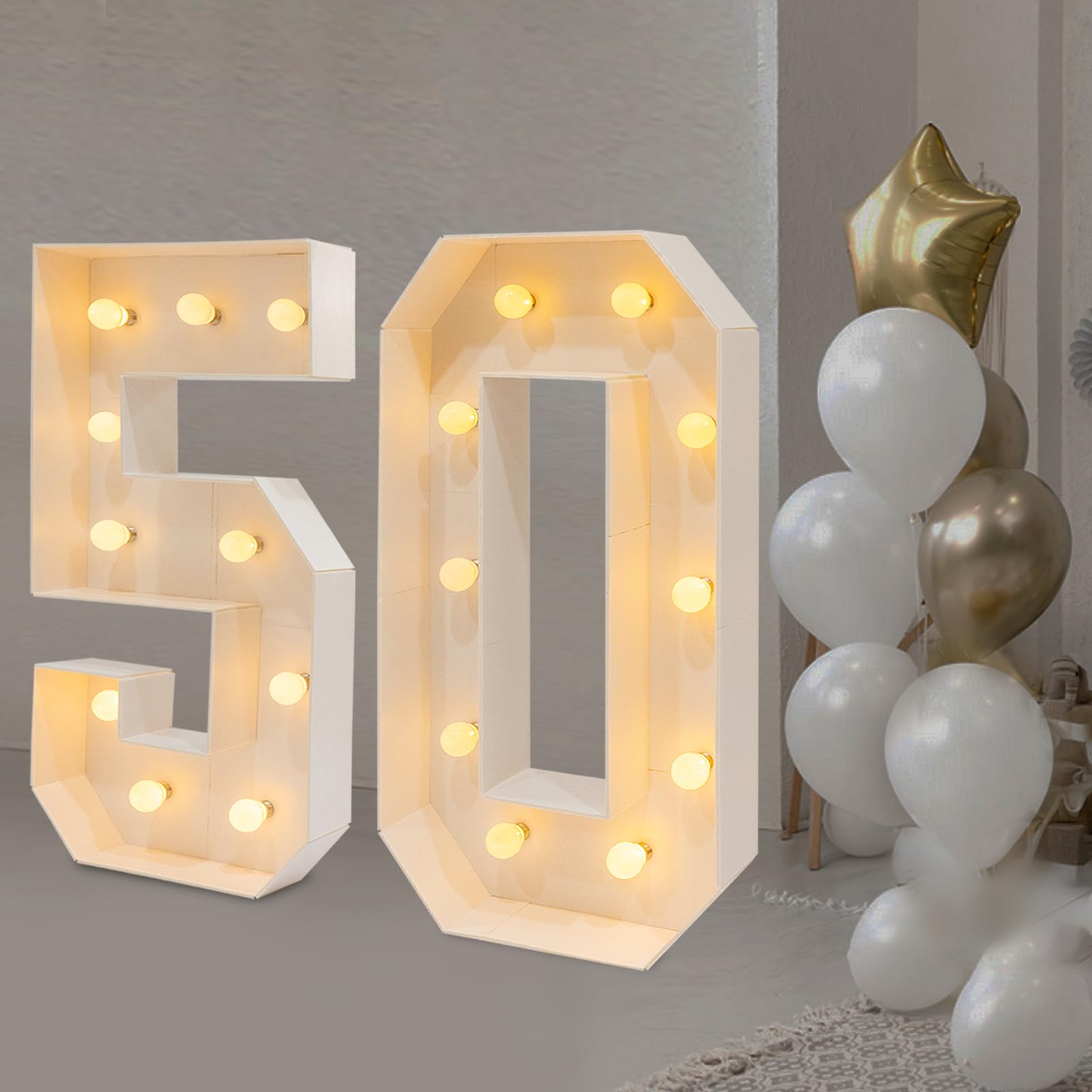 Numero di luci a LED, 100 cm, eccellente sorgente luminosa a LED, funzionamento a batteria, personalizzate il vostro numero di sfondo per feste di compleanno, anniversari (forma: 50)
