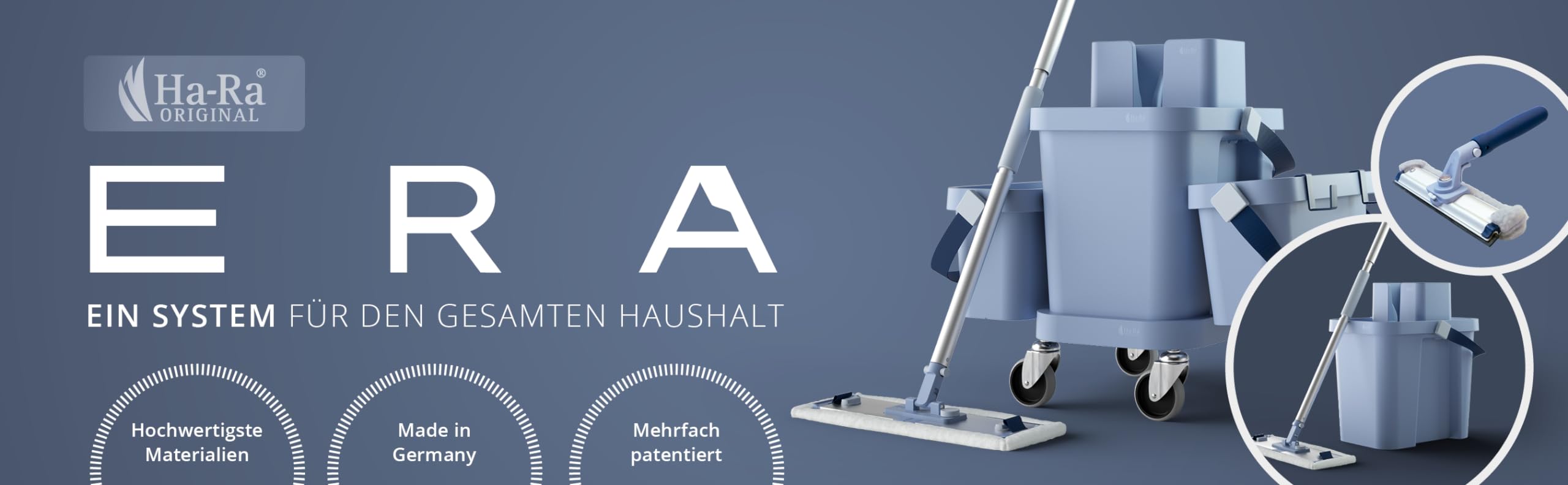 Ha-Ra ERA Universal-Abzieher mit Teleskop-Stiel I Besen und Abzieher in einem I höhenverstellbarer Stiel I vielseitig anwendbar I mit austauschbarer Gummilippe I streifenfreie Reinigung