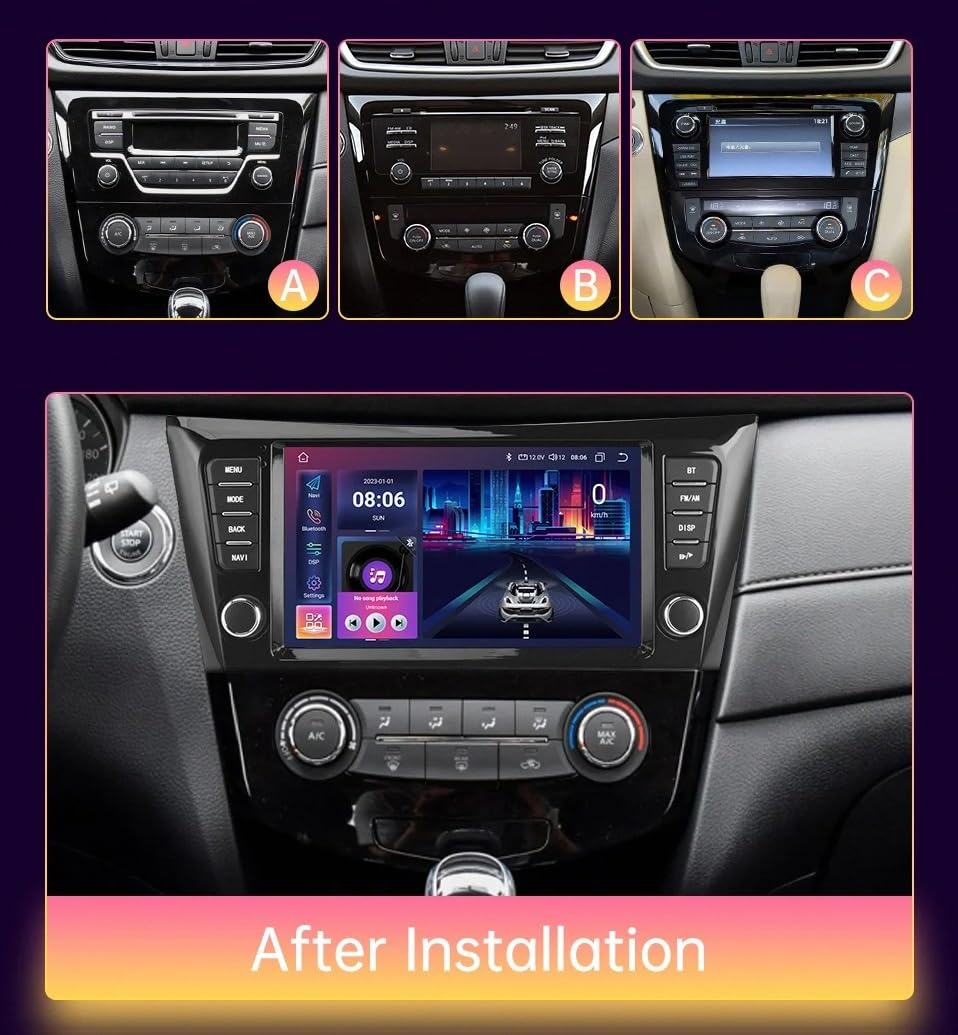Radio Macchina Touch Screen per Nissan X-Trail 3 T32 Qashqai J11 2 2014-2020 Wireless Carplay Android Auto Stereo Auto Bluetooth Ips con Pantalla Táctil con Gps, 4 Nucleo 1G+32G