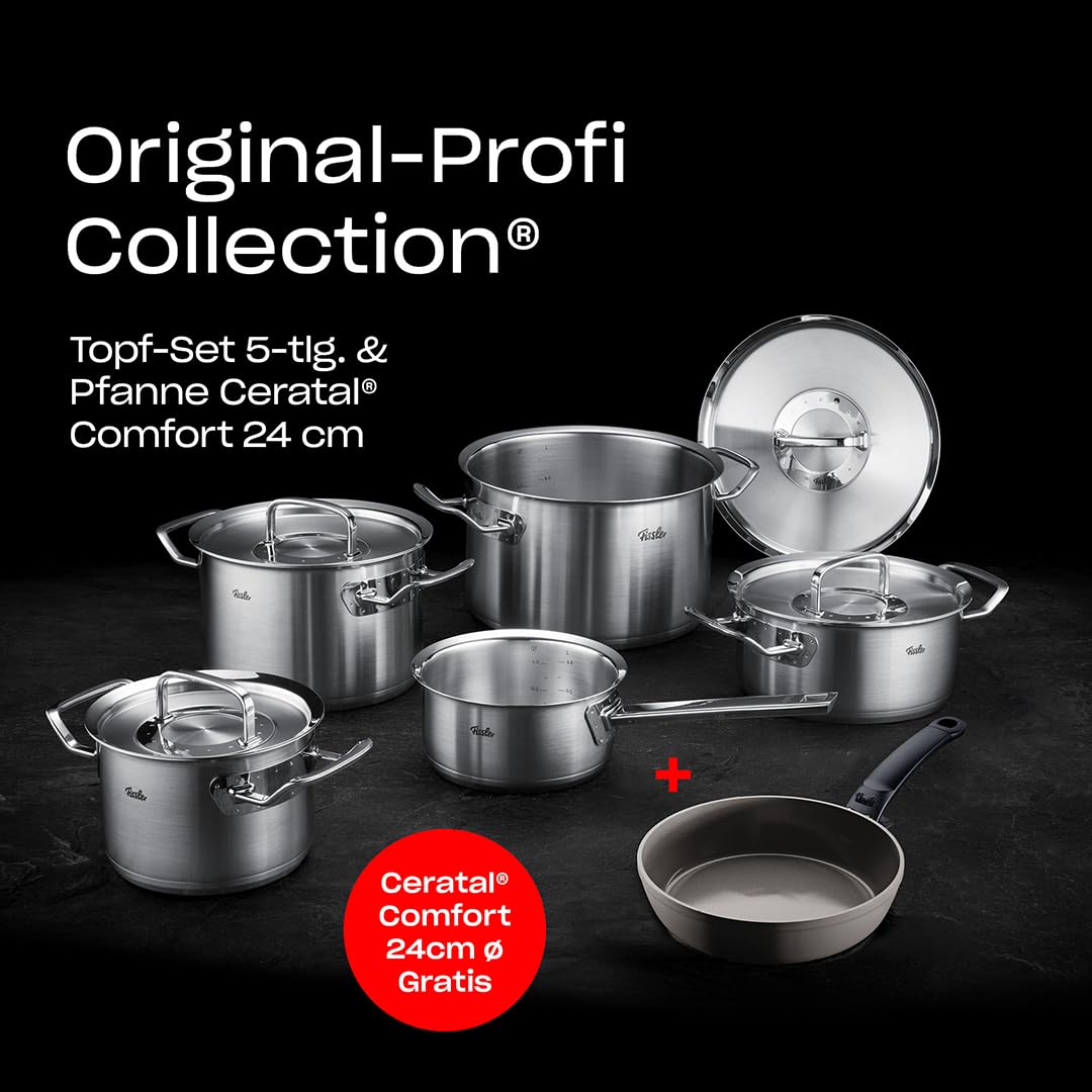 Fissler, Original-Profi Collection Kochtopfset 6-teilig, Edelstahl, Metalldeckel, Ceratal Comfort Keramikpfanne Ø 24 cm, Induktion Küche, Haushalt & Wohnen