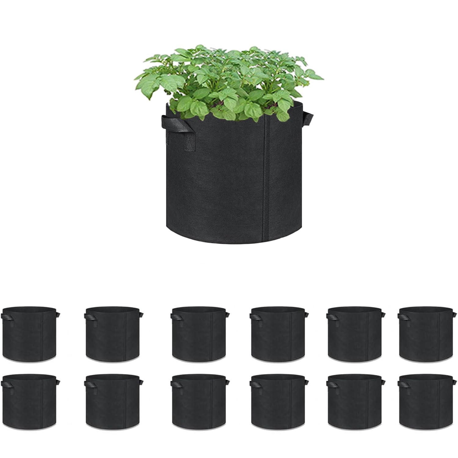 12-Pack 3 Gallon Grow Bags, Heavy Duty Aeration Fabric Pots with Sturdy Handles, Thickened Fabric Pots for Plants