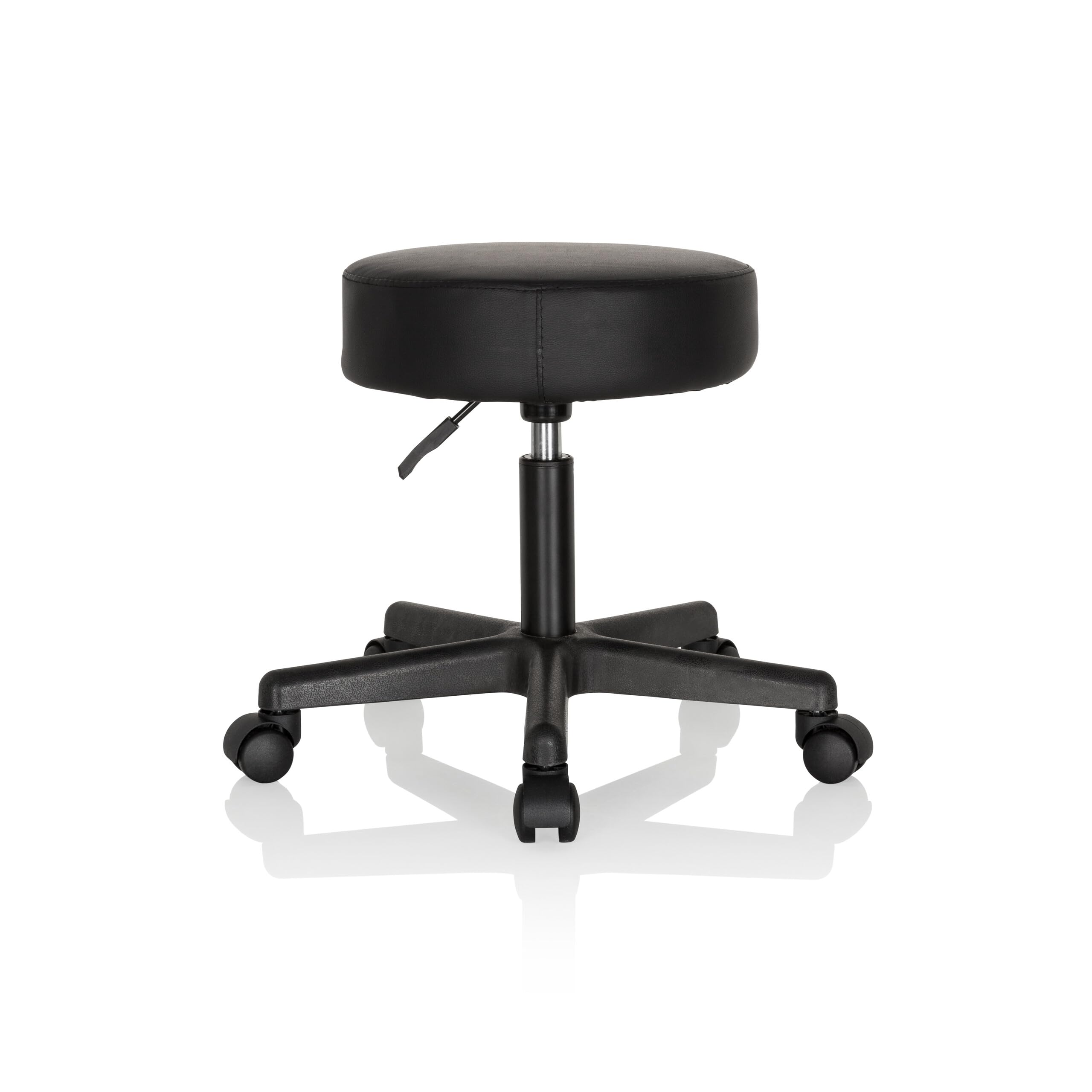 HJH Office 670926 Sgabello girevole OPERATOR I Finta pelle Nero Sgabello regolabile in altezza con rotelle