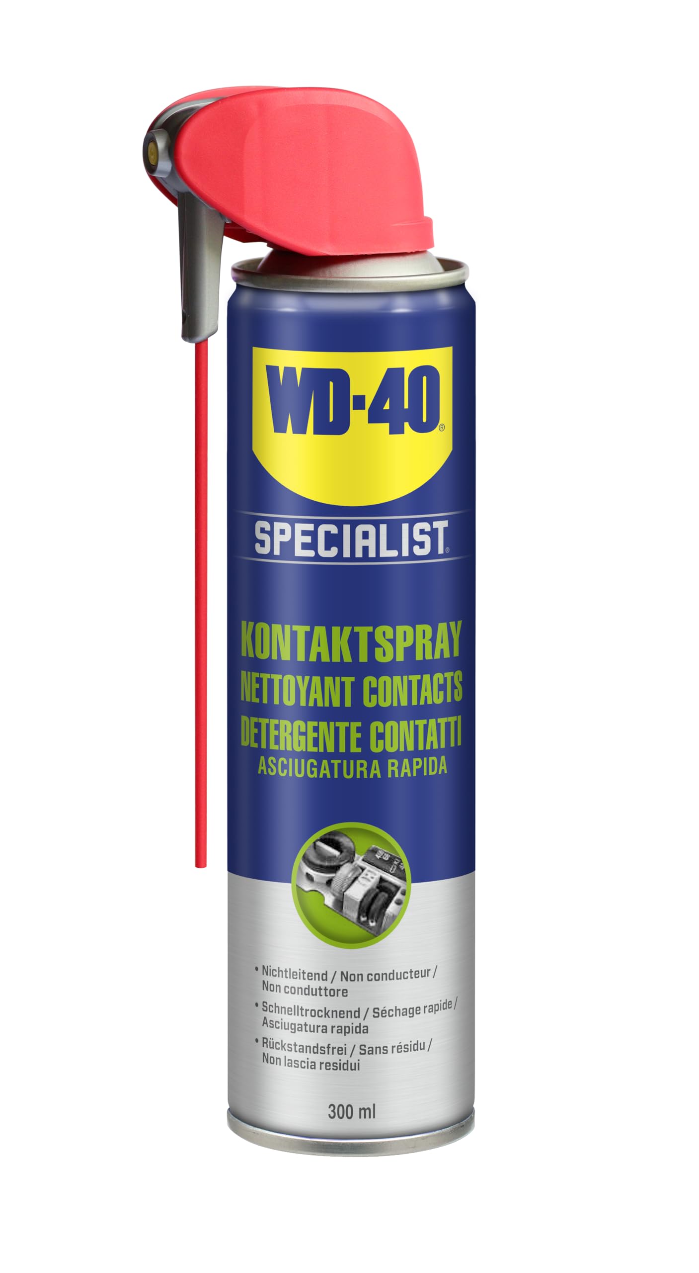 WD-40 Specialist Kontaktspray 300 ml – Elektronik-Kontaktreiniger, rückstandsfreie Reinigung & Anti-Statik, entfernt Feuchtigkeit, Schmutz & Öl, Smart Straw für präzise Anwendung