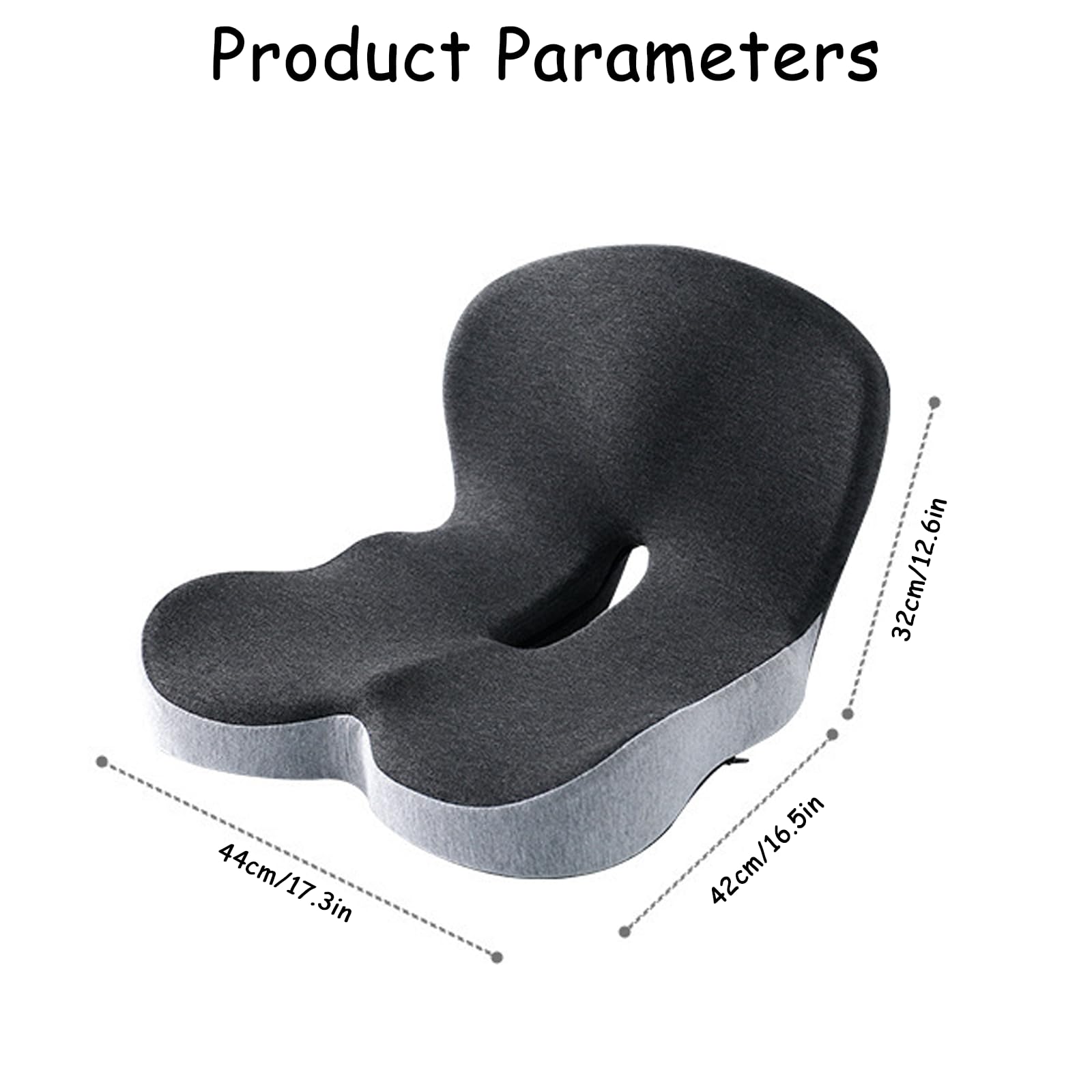 Cojín ortopédico para asiento, cojín de respaldo de espuma viscoelástica, diseño ergonómico que alivia la presión del coxis y la espalda, adecuado para asientos de oficina, estudiantes y Dark gray-B