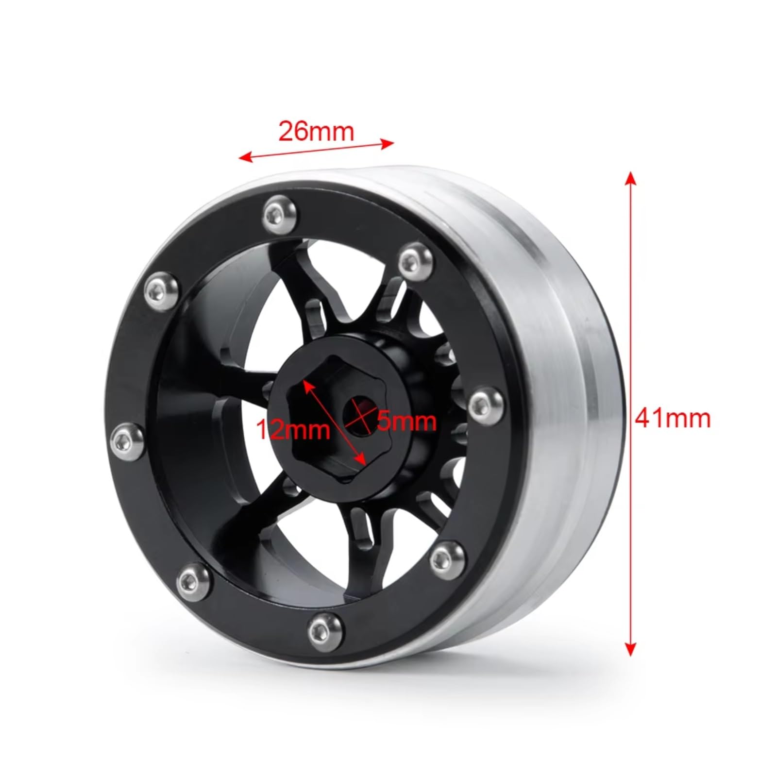 Llanta Beadlock Alumbre 1,9 para Axial para SCX10 para TRX-4 1/10 | Piezas mejoradas coches RC llantas aluminio reducen fricción fijan tornillos para facilitar montaje Repuesto