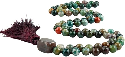 Miniatura 2 de Rockcloud Tibetan Mala Pulsera Collar Oración Budista Meditación Cristales Curativos Cuentas anudadas a mano con borla