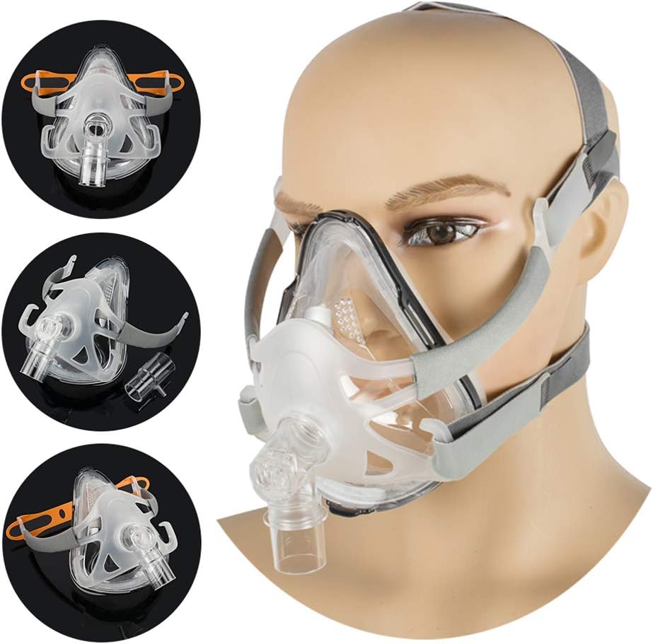Full Face Mask Silicone Gel Cushion for Sleep with Adjustable Headgear Clips (M Size)