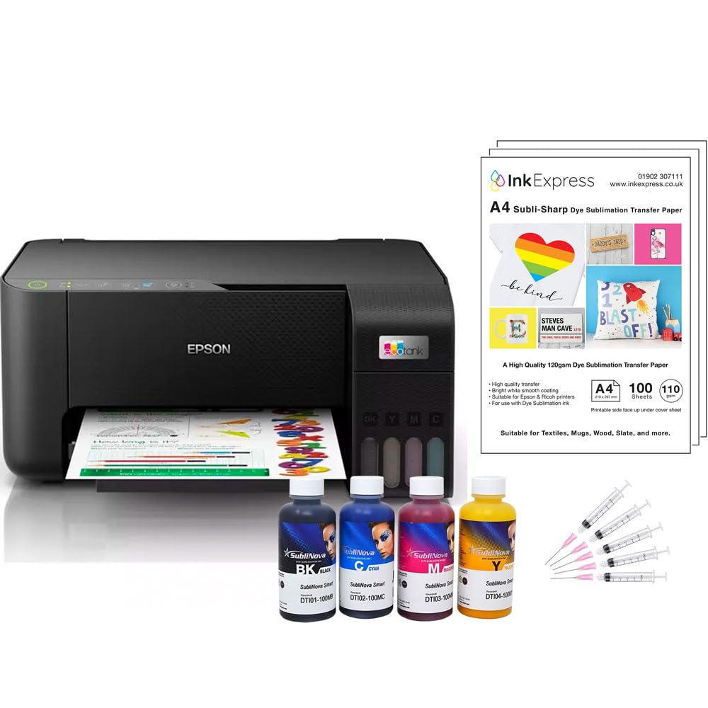 Dye Sublimation Printer Bundle - Epson Ecotank ET2860 inc. Inktec Sublinova Inks & ICC Profile