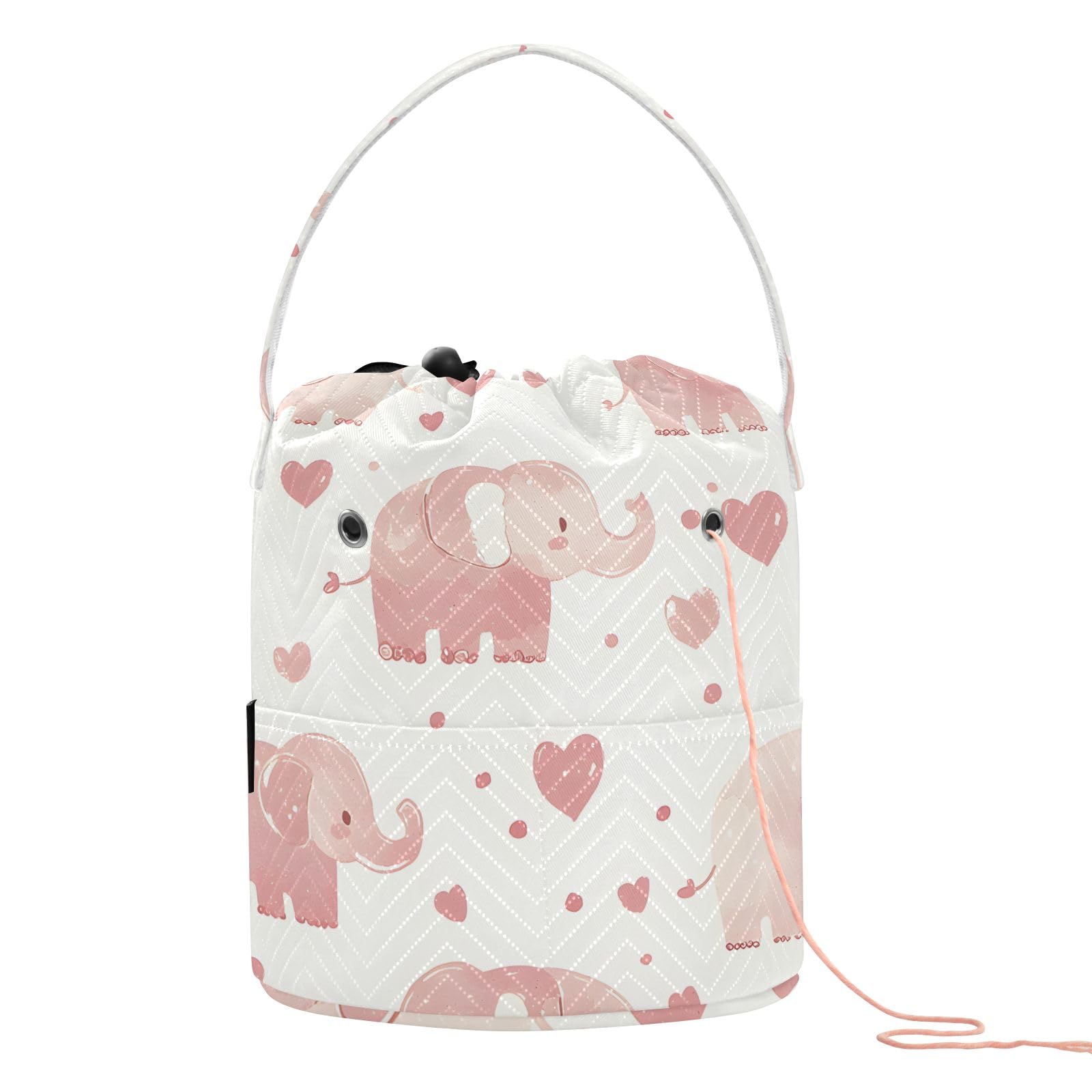 Yarn Storage Bag Small Crochet Bag Knitting Bag Organizer Elephant Heart Cute Yarn Bags for Crocheting Basket