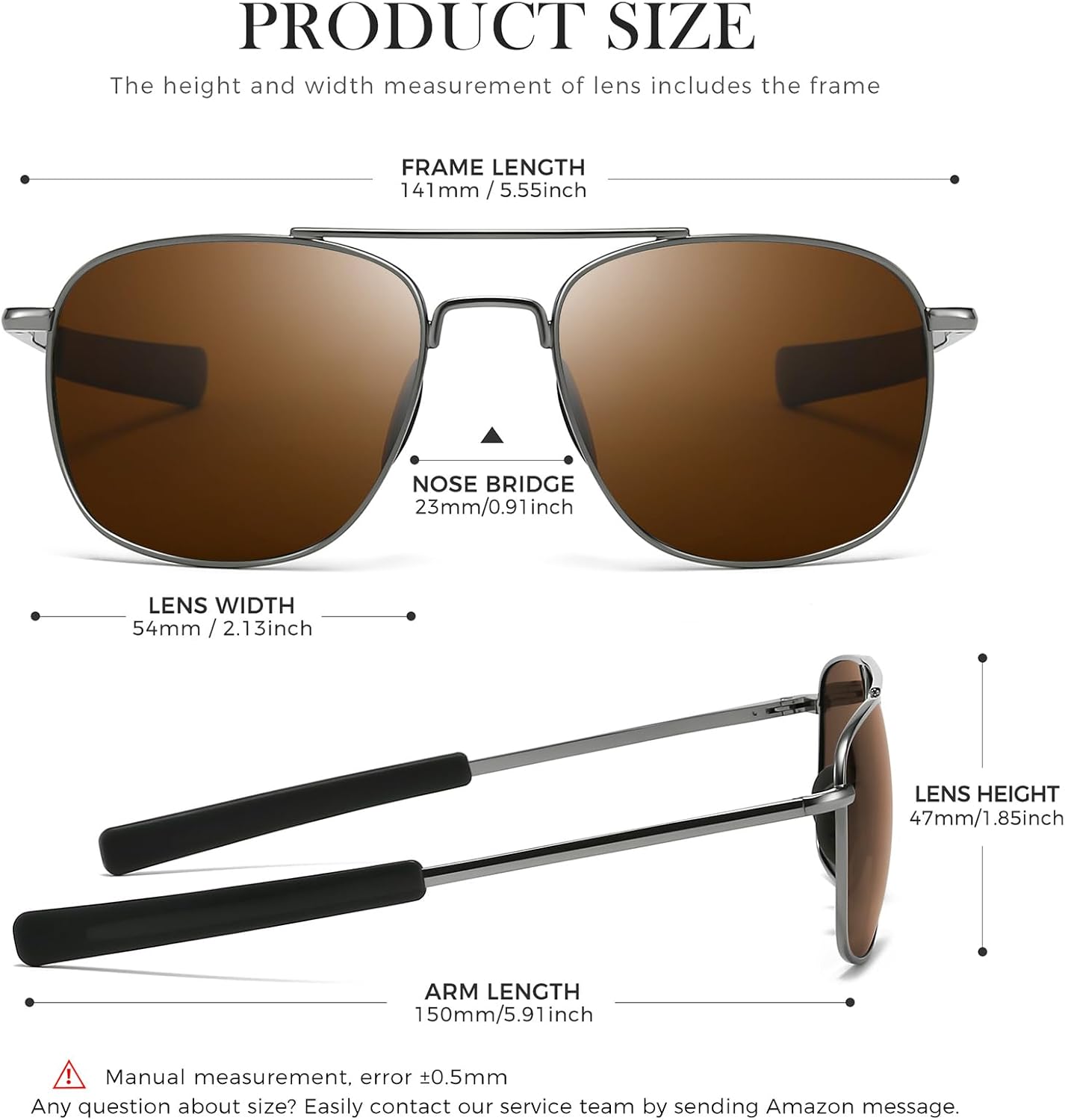 SUNGAIT Real Glass Lens Sunglasses Military Style Pilot Aviator HD Shades with Upgraded Spring Hinge Bayonet Temples - Image 6