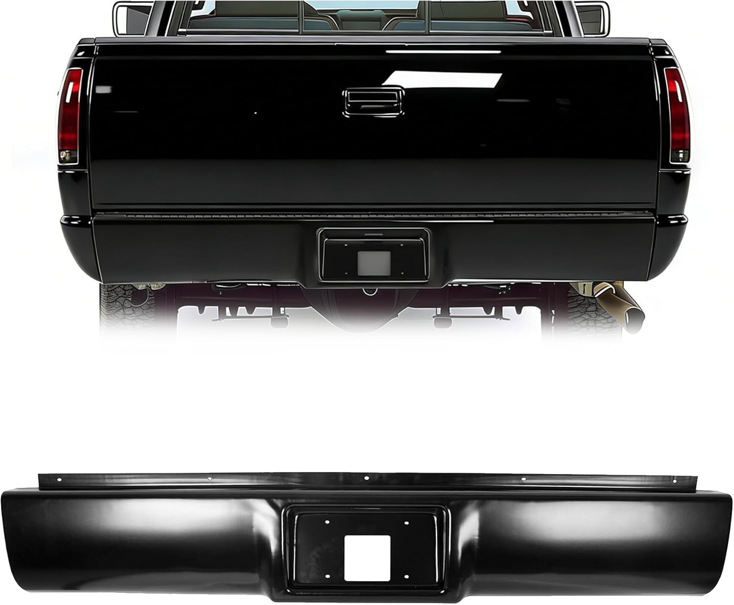 ALMULOO Rear Roll Pan w/o Light Compatible with 1988-1998 Chevy Chevrolet Silverado/GMC Sierra C1500 C2500 C3500 K1500 K2500 K3500 Fleetside/Styleside Steel
