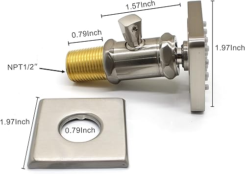 Miniatura 11 de Chorros de ducha cuadrados de oro cepillado con control de flujo y giratorio, chorros de masaje de agua ajustables de latón macizo, montaje en pared