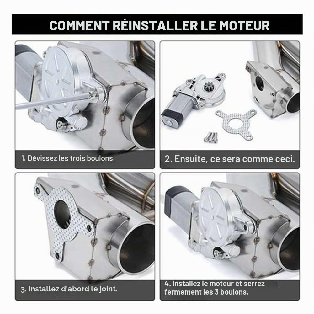 Booso Système de Soupape D'Arrêt D'Échappement Électrique à Double Valve Universelle de 2,5 Pouces Kit de Silencieux D'Échappement en Y avec Télécommande sans