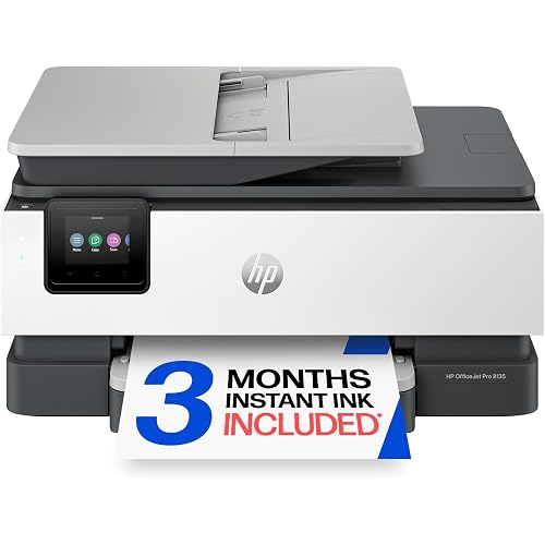 HP OfficeJet Pro 8135 Wireless All-in-One Color Inkjet Printer, Print, Scan, Copy, Fax, ADF, Duplex Printing Best-for-Home-Office, 3 Month Trial of Instant Ink Included, AI-Capable (C2VK1A)